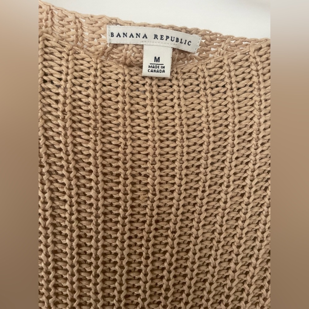Banana Republic Y2K Tan Knit Sweater medium coastal preppy relax boho minimalist - Picture 2 of 5